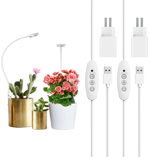 SANSI Lámpara LED Cultivo 4.5W Con Clip, 2 Unidades | Espectro Completo, 4 Niveles De Brillo, Temporizador 3/6/12H, Para Suculentas Y Plantas Pequeñas, EU Enchufe