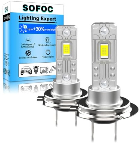 SOFOC H7 Lamp LED framlykta Dimljus PX26D 12V 24V 12-24V DC Kompatibel 4000LM 300% Ljusare Kallvit 6000K Helljus/Dimljus Ersättning 2Pcs