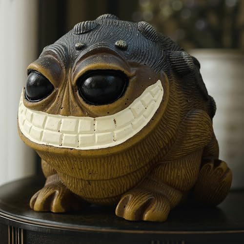 Hosrnovo Weird Stuff, Quirky and Cute Frog Statue Unique Home & Garden Decor for Office Desk or Entryway Gag Gift for Birthday Christmas and White Elephant