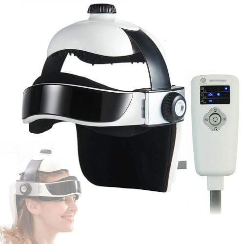Mavdecll Elektrisches Kopfmassagegerät, Nackenmassagehelm, Mit Kneten, Vibration, Heißer Kompresse, Musikfunktion, Tiefschlaftherapie, Für Kopfschmerzen, Stressabbau
