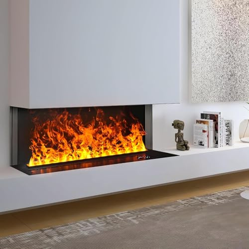 Camino Elettrico Atomizzatore a Vapore con Fiamma 3D, 128 Colori Personalizzabili, Riempimento Automatico dell'Acqua, Controllo Smart tramite App e Touch