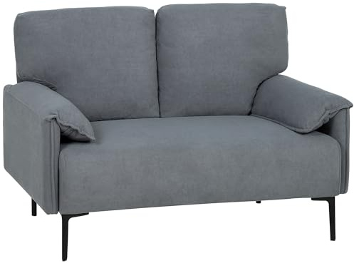 HOMCOM Sofa 2-Sitzer 127 cm Kleine Couch Polstersofa mit Gepolstert Armlehne, Samtoptik, Modernes Loungesofa für Wohnzimmer, Schlafzimmer, Kleine Räume, Grau