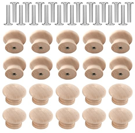 DUINIU 20 Maniglie Monofore A Fungo, Maniglie per Cassetti per Ante dell'Armadio, Pomelli per Armadi in Legno, Accessori per Ferramenta Domestica, Maniglie Rotonde per Ante in Legno.