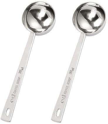 2 Pieces Coffee Scoop for Ground Coffee, Table Spoon Measuring Scoopcoffee Measuring Spoon, Tablespoon Scoops, for Tea,Milk Brewin and Powder(30ml Silver)