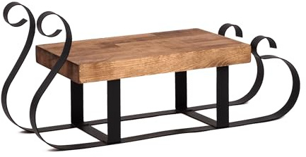 Kapaga - Dekorative Weihnachtsschlitten aus Metall und Holz - Schwarz | Pulverbeschichtet, Robust und Stilvoll, 25 × 29 × 63 cm, Gewicht 5 kg