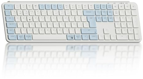 Keychron B6 Pro Teclado Inalámbrico Ultradelgado, Diseño ISO-ES 100%, 2.4 GHz/Bluetooth 5.2/Cable, Programable Mediante ZMK/Launcher, Escritura Silenciosa, para Mac, Windows y Linux – Azul Retro