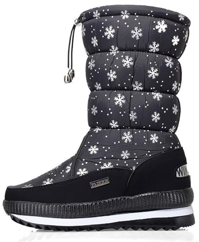 Stivaletti Uomo Impermeabili Scarpe Calde Dopo Sci da Neve Bambino Regali Ragazza Donna Stivali Invernali Boots Canvas Multicolour 37