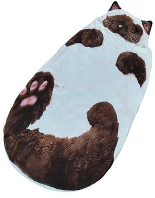 Sacco a pelo a forma di gatto, lavabile e caldo, sacco a pelo da campeggio, per interni, pavimento, camera da, casa, pigiama party, relax, campeggio all'aperto