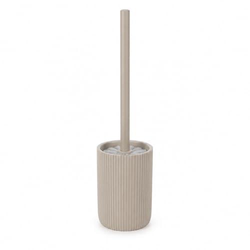 Samos - Escobillero para inodoro (polirresina, con soporte acanalado, mango de acero inoxidable 201, cabezal de plástico PP, elegante escobilla para baño y aseo de invitados