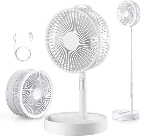 EzcoolCordless Fan,Portable 7200mAh Rechargeable 3FT Foldable Standing Fan,Quiet 3-in-1 Telescopic Height Adjustable Pedestal Desk Fans,Ezcool Fan for Bedroom Office Camp Outdoor Travel (A/3600mAh)