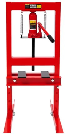 Pressa idraulica da officina, pressa idraulica 6T, corsa 130 mm, pressa per telaio con 3 livelli di altezza regolabile, valvola di sovrapressione, 40 x 32 x 74,5 cm, per officine automobilistiche e