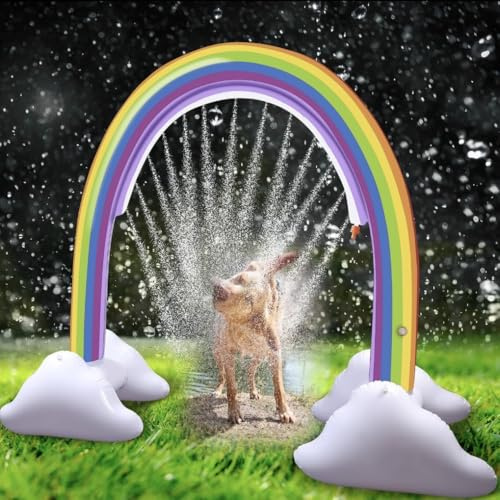 New||Inflatable Rainbow Arch Dog Sprinkler with Cloud Base, Outdoor Water Play, 200 x 165 cm|| Perfect for any dog owners garden to keep them cool and satisfied.