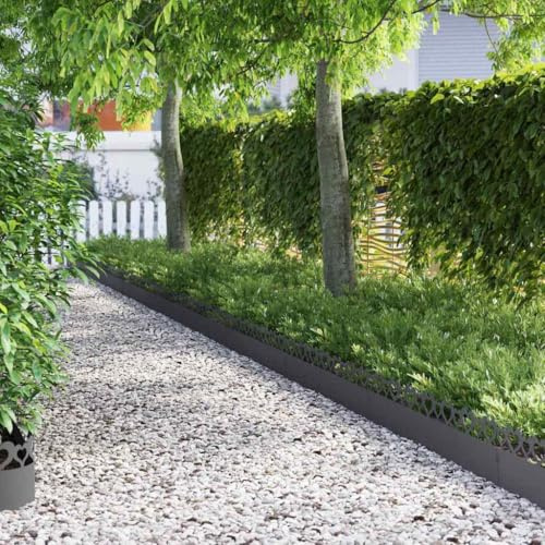 Ziaphsol Cantos de césped de acero negro, 103 x 0,05 x 22 cm, juego de 10 unidades para cercado de arriates, bordes de parterres, delimitación de césped y caminos para jardín y terraza