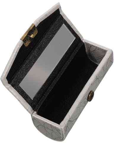 GAROZATION Coffret à Rouge à Lèvres Argenté en Cuir PU avec Miroir Intégré et Rangement Multi-usages pour Occasions Spéciales et Soirées Élégantes