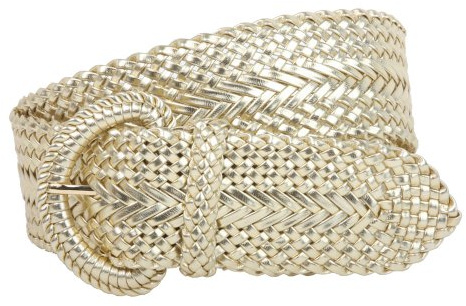 5,1 cm breiter, handgefertigter, weicher, metallischer, geflochtener, runder Gürtel, gold, S/M (28/30 Taille)