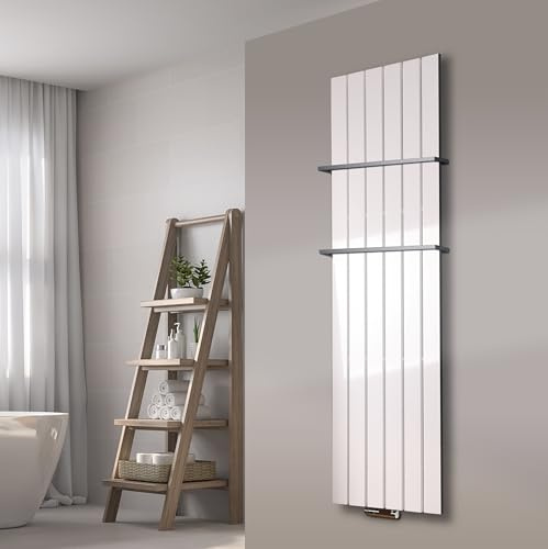 Badheizkörper Peking 180 cm 1118 Watt weiß + 2 Halter 15mm SZAGATO | HxB: 180x47cm Designheizkörper Handtuchheizkörper mit Mittelanschluss Handtuchwärmer Designheizung Made in Germany