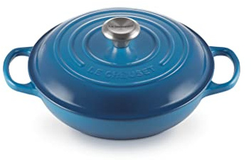 Le Creuset Signature Enamelled Cast Iron Shallow Casserole Dish With Lid, 26 cm, 2 Litres, Marseille Blue, 211802620