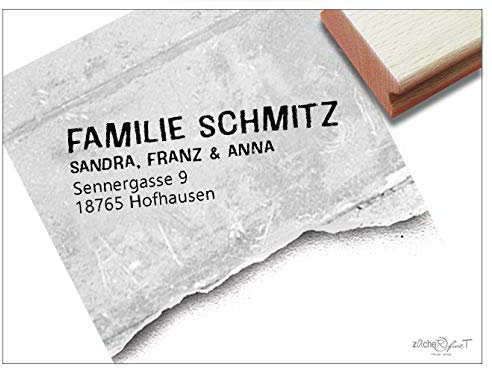 Stempel Individueller Adressstempel Familie SCHLICHT UND ZEITLOS, personalisiert - Holzstempel Familienstempel, Namen Adresse Geschenk - zAcheR-fineT