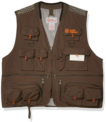 Master Sportsman Men's 27 Pocket Mesh Back Fishing Vest, Large, Olive (R356O-L)