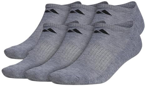 adidas Mens Athletic Cushioned No Show Socks (6 Pairs) Durable & Comfortable
