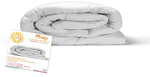 Tex family - Piumino PLUMY Leggero Estivo | Imbottitura Anallergica | Microfibra Morbida | Made in Italy, Bianco, 1 Piazza, Poliestere