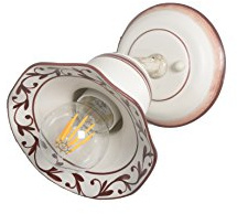 VANNI LAMPADARI - Applique da Parete Interno Edera - Lampada da Parete Orientabile con Snodo- in Ceramica Decorata a Mano - Applique Camera da Letto - Bagno - Cucina – Soggiorno, Marrone