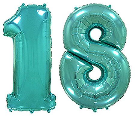 Ballonim Zahlenballon 1 8 100 cm Tiffany blau türkis Mint Luftballon Zahlen Helium LuftballonLuftballons Folienballon Geburtstag XXL Zahl Geburtstag Happy Birthday