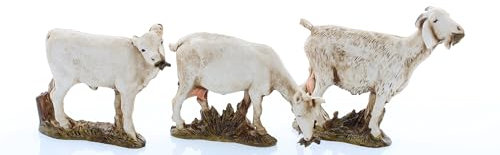 Moranduzzo 2 Goats and 1 Calf for 3.9 in Nativity – STANDARD 10 – Scale 1:20 – Indestructible Nativity Figures, Hand-Painted, Official Product, Made in Italy, Sculptor M. Landi