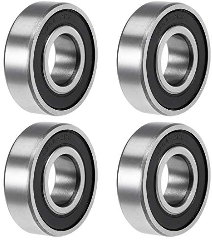 sourcing map 4 Stück 6204-2RS Rillenkugellager 20mm x 47mm x 14mm Doppelt versiegelt Chromstahl Z2