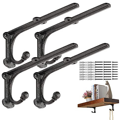 ChasBete Regalträger Regalhalter mit Haken - Regalhalterung Vintage & Heavy Duty - 20 * 8,5 cm - 4 Stück