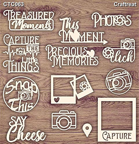 CrafTreat Reusable Laser Cut Chipboard Embellishments for Card Making and Scrapbooking - Click Photos - Size: 5.5X6 Inches - Laser Cut Chipboard Embellishments for Crafting