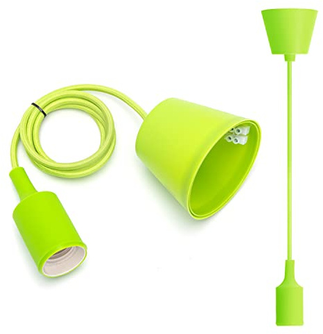 Aigostar E27 plastuttag för pendellampa, 100 cm kabel med takfäste, gör-det-själv-lamptillbehör, svart