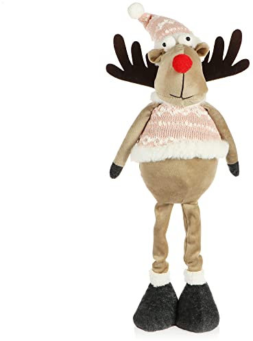 com-four® Renna natalizia premium - figura di alce invernale come supporto decorativo - simpatica decorazione natalizia come decorazione della stanza - figura autoportante su trampoli