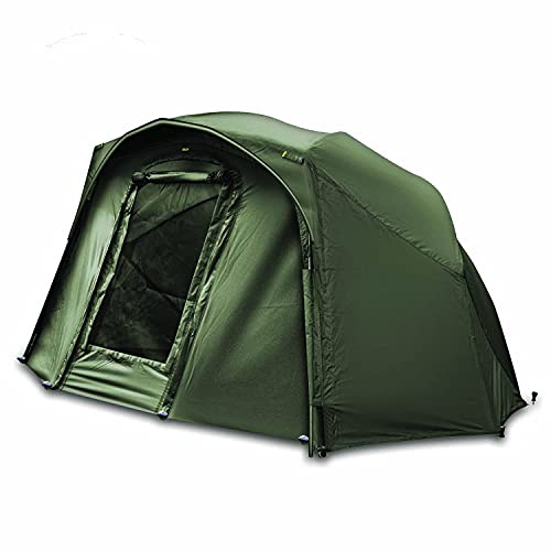 Solar Tackle Undercover Grün Biwak Schirm System 2 Personen Unterschlupf zum Karpfenangeln, wasserabweisend, Hochrollende Seiten, Regenrinne, sturmresistente Stangen, Moskitonetz mit Infil Frontblende