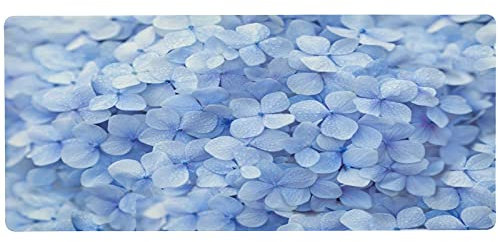 Moyyo Blue Flower Hydrangea Mouse Pad Gaming Mouse Mat (800x300x3mm) Large Desk Mat with Smooth Surface and Non Slip Rubber Base Mousepad Desk Protector for Office Working Laptop Computer