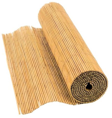 BPIL Garden Peeled Reed Fence Panels - Natural Bamboo Fence Screening - Privacy Fence Protective Screening Roll for Outdoor Wind and Sun Protection (1.5m x 4m)