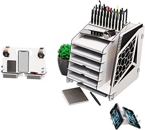 Generisch Schreibtisch Organizer groß, HxBxT 35,5x31x34,5cm, Tisch Organizer Holz, Organisation Schreibtisch, Büro Organisation, Büro Organizer, Organiser, MDF, weiß