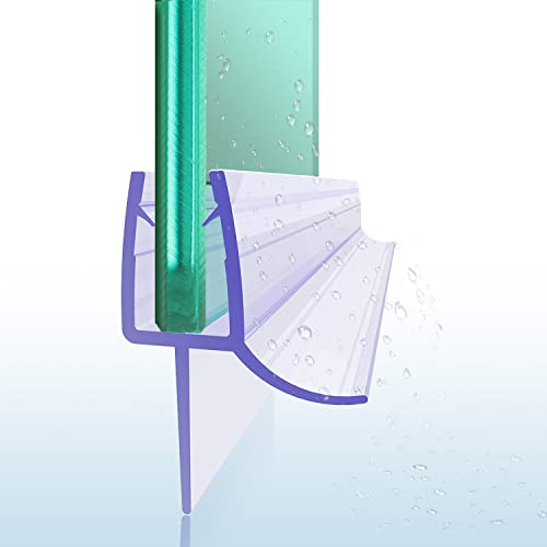 Duschdichtung 100cm Duschdichtung für 5mm 6mm Glasdicke Duschabdichtung Gummilippe mit verlängerter Innenlippe PVC Duschtür Wasserabweiser für Duschkabine