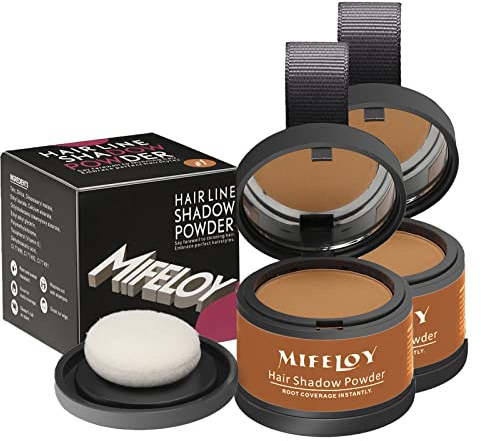 MIFELOY 2 Pack Root Touch Up Powder, Hair Color for Grays, Root Coverage for Women and Men, Concealer for Beard Line, Eyebrow, and Thinning Grey Hairline, Light Brown