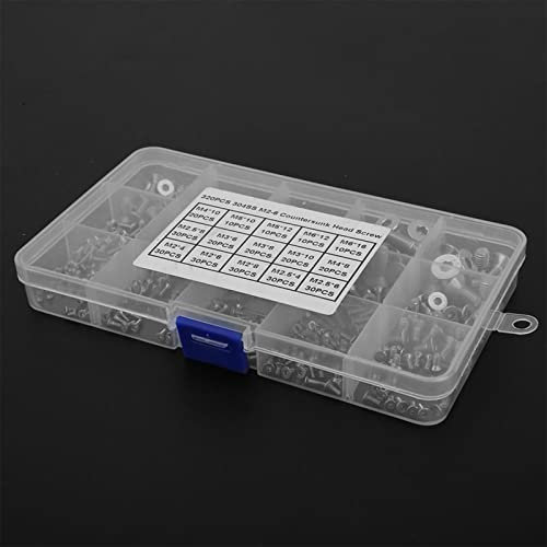 ANKROYU 320 Stück Schrauben, M2 M2.5 M3 M4 M5 M6 Schrauben aus 304 Edelstahl, Innen Sechskant Schraube Set mit transparente Kunststoffbox, für Haushalts- und Bürogeräte