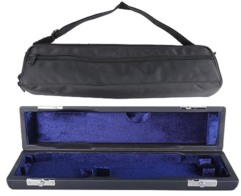 Läder 16-håls Flöjtväska Set Oxford Cloth Flute Bärväska Flöjtförvaringshållare med Axelrem för Musikinstrument