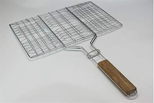 ZerHoc Barbecue mesh Clip,Outdoor Wood Handle Clip Tool Supplies Barbecue Clip Grilled Fish Grilled Fish Grilled Meat Clip