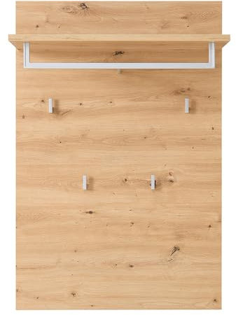 Lomadox Garderobenpaneel Wandgarderobe Garderobenleiste Garderobenhaken Kleiderstange Hutablage Eiche braun 78x116,6x29,5 cm