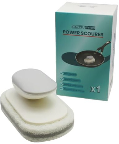 ACTIVPRO Power Scourer with Handle | Non-Scratch | Scrubber | Abrasive Sponge | Washing up Sponge | Kitchen | Bathroom Cleaning | Nonstick Cookware | Bathtub | Oven | Sink | Long Lasting (1pc)