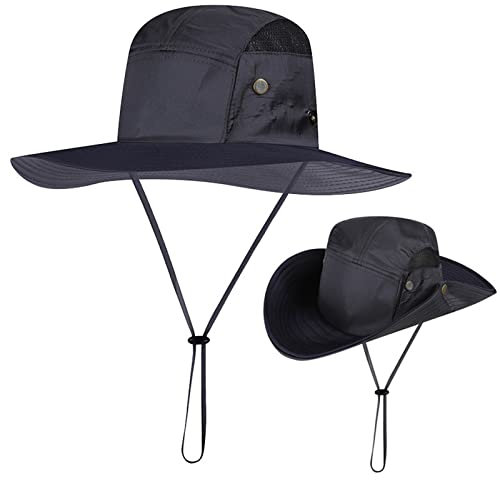 Generisch Männer Bergsteigen Angeln Tarnung Kapuze Seil Outdoor Faltbarer Casual Bucket Hat Anglerhut Camouflage (Grey, One Size)