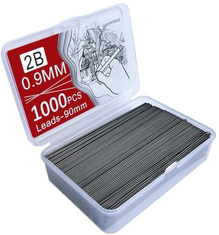 1000 Stück HB bruchfeste Druckbleistift-Nachfüllminen, 0,5/0,7/0,9/1,3/2,0 mm, Minen für Skizzierstifte, Minen für Zeichnen, Schreiben, Schulbedarf