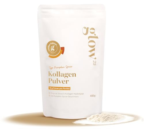Glow25® Collagen Pulver Pumpkin-Spice [450g] - Kollagen Hydrolysat - Peptide Typ 1 und 3 - Gute Löslichkeit