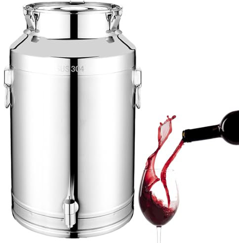 Adima pot à thé 304 Seau À Lait en Acier Inoxydable avec Robinet Et Couvercle Scellé seau à lait portable de grande capacité Stockage fixe 15L/20L/28L,20L