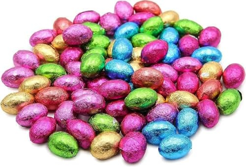 Foil Wrapped Mini Chocolate Easter Eggs 500g Bulk Bag – Approx 100 Colourful Assorted Eggs – Party Treats Egg Hunt Kids Sharing Easter Basket Fillers