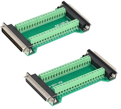 Willwewon 2PCS DB37 Male to Female Terminal Breakout Board, RS232 D-SUB Serial to 37 Pin in One Breakout Board Solderless Port Terminal Block Gender Changer